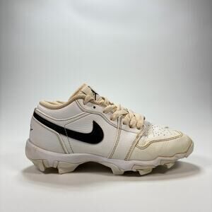 Nike Air Jordan 1 Low White Black Baseball Football Cleats Youth Boys Size 3.5Y